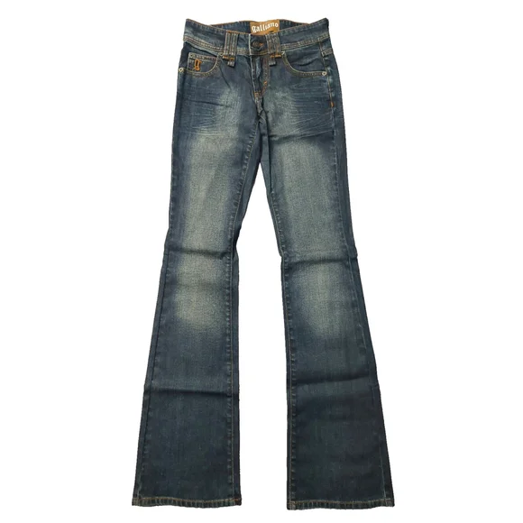 New John Galliano Bronze Silver Gold Big G Low-Rise Flare Jeans Denim Sz 24 …